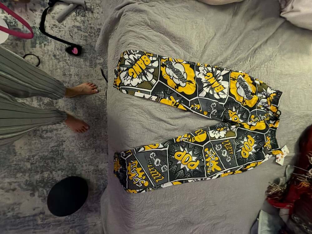 Drill Clothing Company Oh Snap! Comic Action Joggers Size L Yellow Black